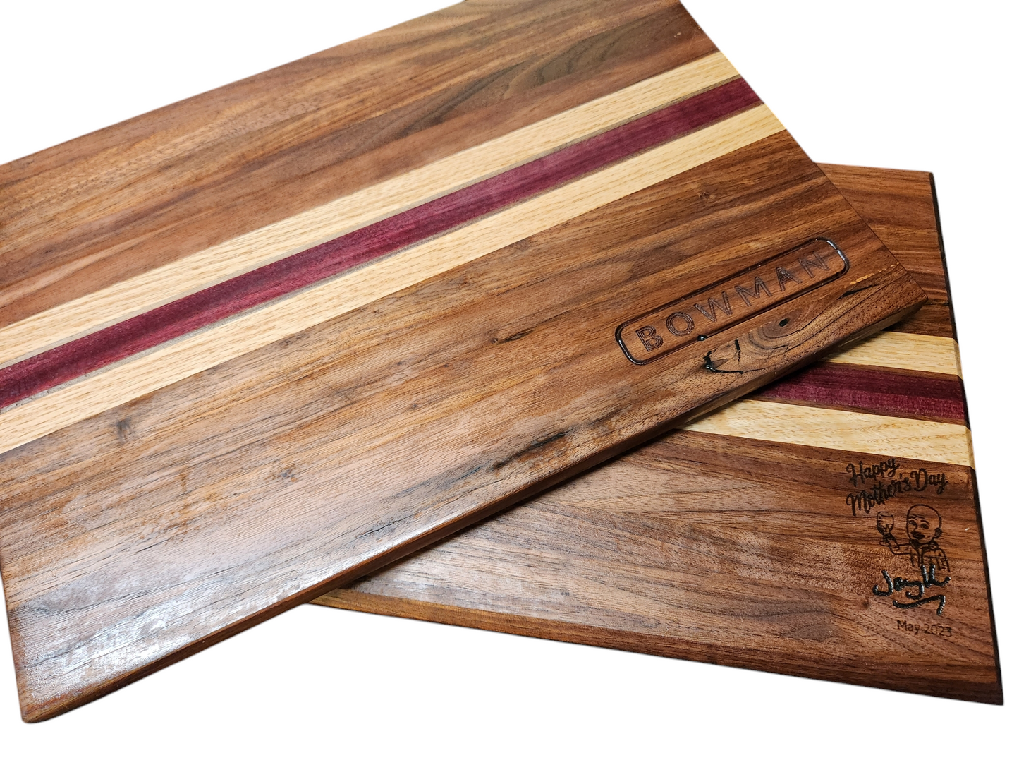 Handmade Hardwood Cutting Board 10" x 18" x 1" made from walnut, ash, and white oak